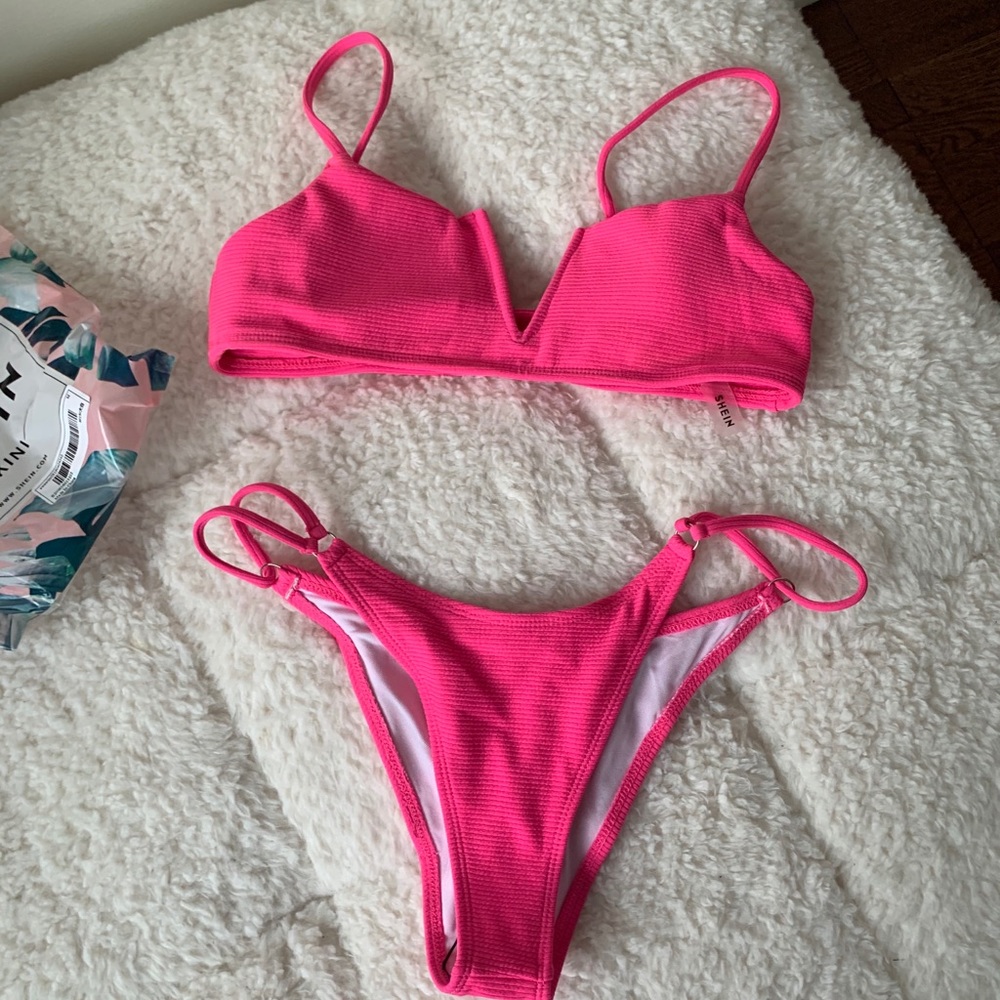shein hot pink bikini